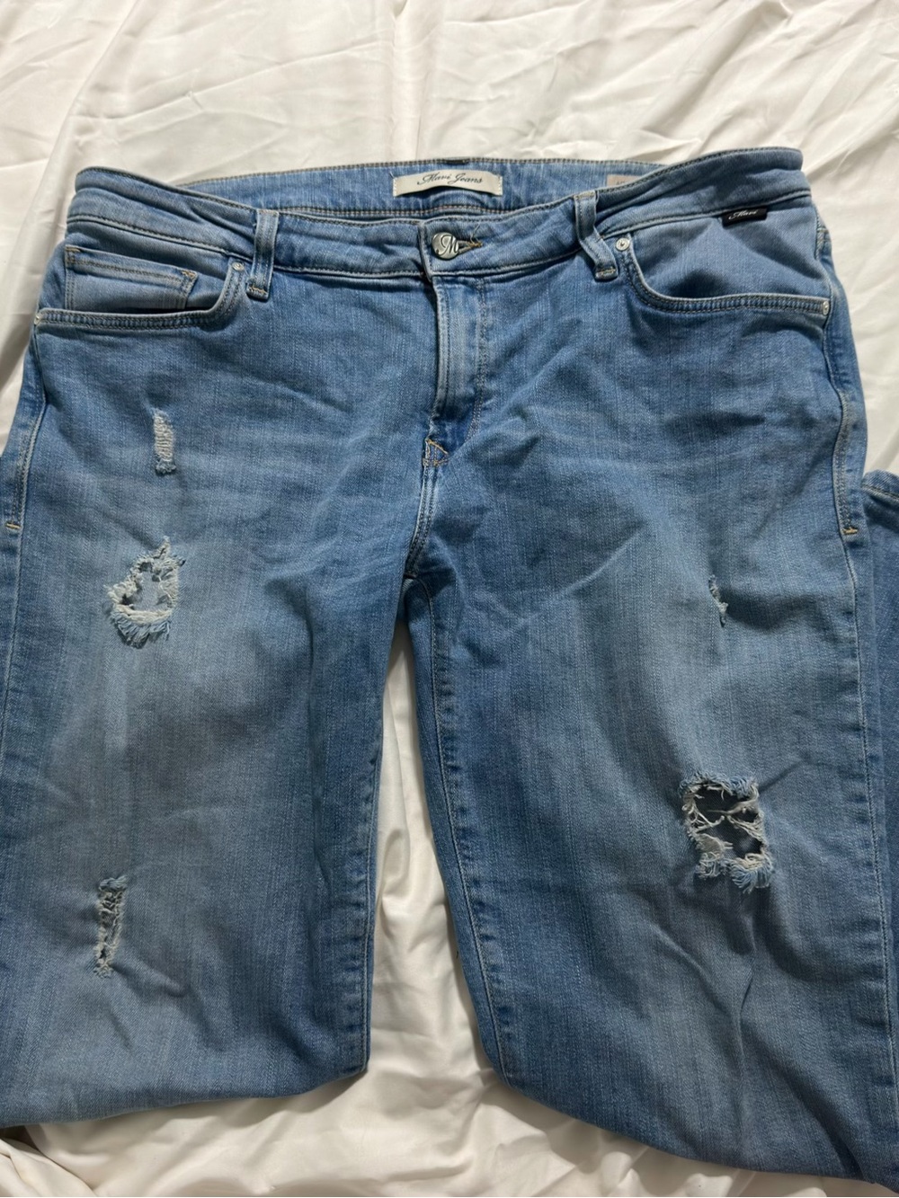 Mavi Light Blue Distressed Boyfriend Jeans